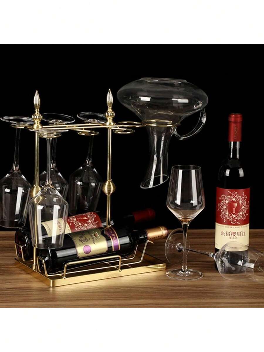 Wine Rack & Wine Glass Rack - Imitation Gold - View 1