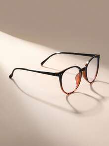 一副女士全框方形/圆形PC镜片简约学院风素颜光学眼镜，适合上学、通勤和日常佩戴。 - 彩色 - 查看 3
