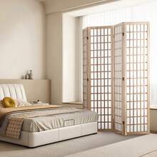 Room Divider, 4 Or 6 Panel Japanese Room Divider, Folding Privacy Screen Indoor, Portable Partition Dividers And Decoration Screens, For Room Separation, Home, Office, Restaurant & Bedroom (Natural Or Black)  - Natural - View 1