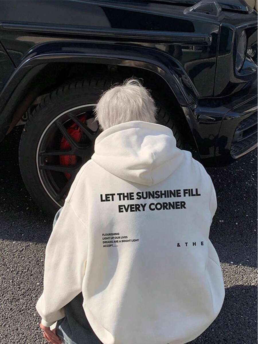 320 Knit Pure Cotton Unisex Long Sleeve Hoodie For Fall/Winter. Men's Streetwear And Casual Look. Fun Print. Warm And Comfortable Hooded Sweatshirt For Fall/Winter. Black. - trắng - Xem 1