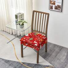 1/2/4/6pcs Printed Christmas Dining Chair Seat Covers, Stretch Removable & Washable Dining Chair Seat Protectors - Multicolor - View 11