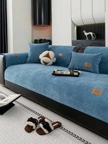 1 szt. Jednokolorowy, wodoodporny pokrowiec na sofę, skórzana etykieta, antypoślizgowy spód, przyjazny dla zwierząt, nie gubiący sierści, odpowiedni do sypialni, salonu, biura, wystroju wnętrz, pasuje do sof jednoosobowych, dwuosobowych, trzyosobowych, czteroosobowych i modułowych