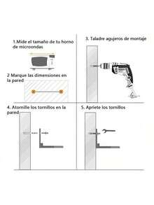 MEFENY 2 Unids Soporte para Horno de Microondas de Acero Inoxidable,Estiramiento Plegable Montaje en Pared Estante Estante Ajustable para Cocina Casera,horno soporte de Acero inoxidable (Pares de Accesorios microondas) - Plateado - Ver 5