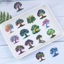 50张女巫贴纸，透明魔法树贴纸，可爱卡通魔法贴纸，透明森林贴纸，防水PET贴纸，适用于信封、水瓶、电脑、笔记本电脑、手机、行李箱、笔记本、冰箱等。 - D - 查看 4