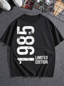 Camiseta de edición limitada para mujer con estampado gráfico desgastado de 1985. Cómoda y elegante camiseta para uso diario. Tejido suave. Regalo perfecto. Diseño moderno y único. - Negro - Ver 3