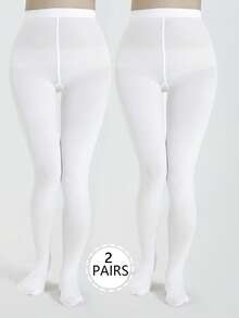 1/2 Pair Plus Size Sheer Pantyhose For Women - White - View 9