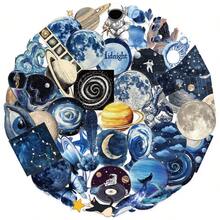 50Pcs Blue Space Stickers Graffiti Transparent PET Scrapbook Handbook Material Skateboard DIY Laptop Mobile Phone Water Bottle Guitar Graffiti Decal Holiday Gift - Multicolor - View 5