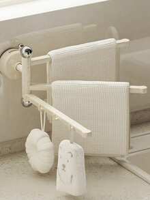 3-Arm Rotating Multifunctional Seamless Push-Pull Hook, Wall-Mounted Suction Cup Towel Rack, No-Drill Wall-Mounted Bathroom Storage Rack, Rotatable Clothes Hanger, Dishcloth Draining Shelf, Foldable Design, Storage Rack, Suitable For Shower Room, Kitchen, Balcony And Other Occasions. Can Store Towels, Hand Towels, Spoons, Spatulas And Other Tools. Ideal For Home And Dorm Installation. - Multicolor - View 15