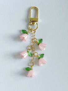 1件兰花仿珍珠钥匙扣流苏吊饰钥匙扣、钥匙扣配件、包包吊饰、汽车钥匙扣、耳塞盒装饰，女士礼物。可爱珍珠兰花钥匙扣、创意流苏钥匙扣、背包吊坠、包包装饰、生日/派对礼物 - 彩色 - 查看 16