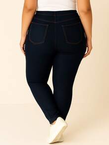 Stillger Moda Jeans Women's Plus Size Jeans With Elastane And High Waist - Màu xanh ngọc - Xem 2