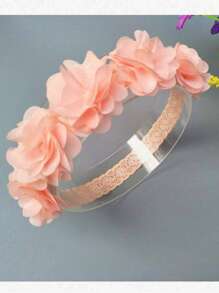 1个蜜桃花朵婴儿发箍，适合日常佩戴，婴儿发饰