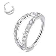 ADYJELY 1 buc Inel de nas cu sept articulat dublu CZ transparent, bijuterii pentru piercing cu sept, 16G/20G, oțel inoxidabil, hipoalergenic, segment Clicker, bijuterii pentru perforarea cartilajului, placat cu aur de 18K, tragus, conch, Daith, helix, lob, cercel, bijuterii pentru piercing nas, inel pentru buze, inel pentru burtă, inel pentru mamelon, 8mm 10mm, bijuterii pentru piercing corporal pentru femei și bărbați - N075 - Vizualizare 17