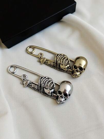 Decorações de Halloween Broche de Crânio Vintage - Alfinete Gótico Escuro de Strass para Roupas e Acessórios de Cintura | Joias para Homens e Mulheres | Perfeito para Halloween, Cosplay e Moda Gótica (Liga e Hipoalergênico)