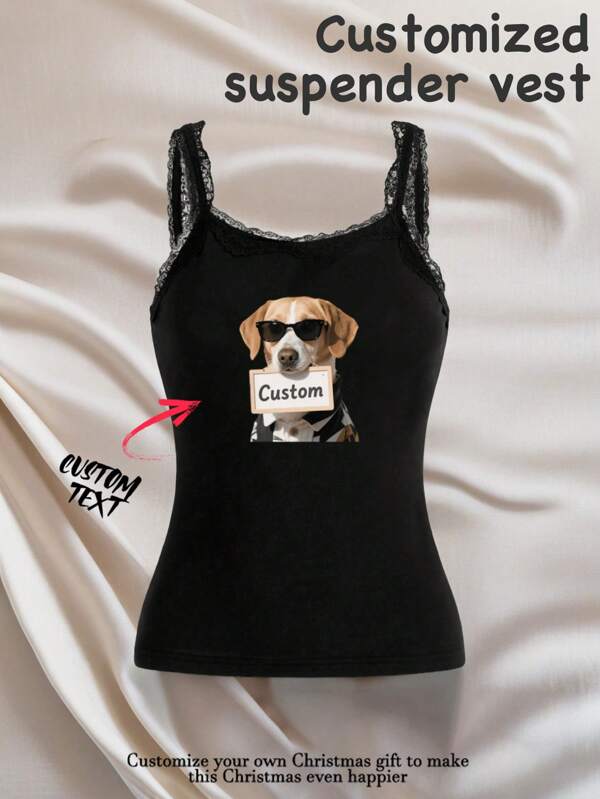 1pc Women's Tank Top, Personalized Custom Your Text, Design Style Vest, Unique Women's Clothing, Best Birthday Gift For Family, Friends, Girlfriends, Wives, Perfect Valentine's Day Gift.