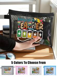 Borsa cosmetica in rete con motivo a cavo di dati, design a motivo di caricatore, borsa portatile da viaggio con cuscinetto d'aria rosso per immagazzinaggio, borsa trucchi, borsa per prodotti per la cura della pelle, elementi essenziali da viaggio, articoli per il dormitorio, regali per la sposa, regali per la mamma, regali di compleanno, regali per amici e insegnanti, immagazzinaggio in bagno, immagazzinaggio gioielli, borsa per oli per le labbra e cosmetici.