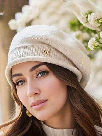 1 pieza Gorro de punto de moda, gorro holgado resistente al viento y cálido, boina versátil y cómoda, otoño/invierno