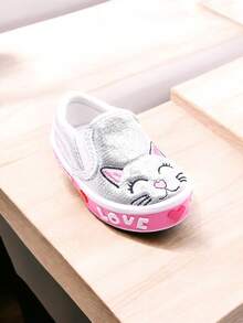 Tenis gato choclo niño y niña con plastisol estilo urbano tela brillante - Plateado - Ver 2