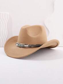 1 Unisex Western Cowboy Hat Imitation Wool Solid Color Cowboy Hat, American Soft Tweed Outdoor Wide-Brimmed Cowboy Hat, Suitable For Festival Parties And Outings.