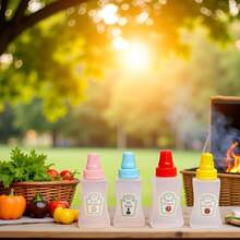 8 pièces Mini bouteilles de ketchup de tomate mignonnes et colorées, boîtes de vinaigrette de tomate vides, distributeur de ketchup et de moutarde pour adultes, petit contenant de sauce portable, pour boîte à bento de bureau