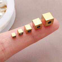 20 件不锈钢立方体隔珠隔珠散珠金属珠光面珠手链珠适用于 DIY 工艺项链珠宝制作用品 - 彩色 - 查看 6