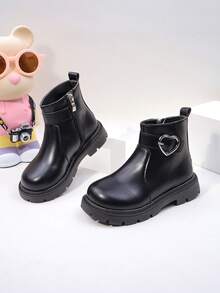 秋冬时尚儿童靴子，男童黑色踝靴，侧拉链设计，适合购物、度假、派对