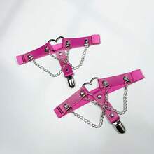 Women's Leg Garter, Punk Rivet PU Leather Sock Suspender, Leg Decor Garter Belt - Multicolor - View 3