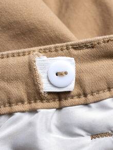 Shorts tejidos simples y versátiles para niño joven, absorbentes de sudor y transpirables - Caqui - Ver 7