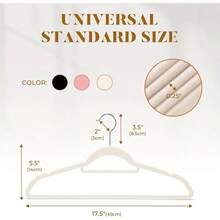 LugoBox 20-Pack Velvet Hangers, Clothes Hanger With Rose Golden Swivel Hook, Non-Slip, And Space-Saving, 0.2-Inch Thick, 17.1-Inch Long For Coat, Shirt, Dress,Tie, Pants - 白色 - 查看 3