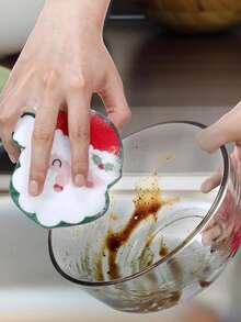 4pcs Christmas Sponge Cleaning Brushes - Washable, Reusable, Durable Kitchen & Bathroom Sponges With Festive Santa & Reindeer & Christmas Tree & Gingerbread Man Designs,For Holiday Cleaning & Home Decor, Christmas Party Favors