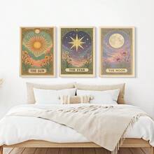 Tranh vẽ trên vải hình lá bài Tarot Mặt Trời, Mặt Trăng, Sao, Tranh treo tường chủ đề bầu trời sao, Tranh áp phích chiêm tinh, Nghệ thuật Tarot, Tranh áp phích chiêm tinh cổ điển, Tác phẩm nghệ thuật phong cách Boho huyền bí, Trang trí nhà cửa, Trang trí phòng khách, Trang trí tường, Không khung - Nhiều màu - Xem 4
