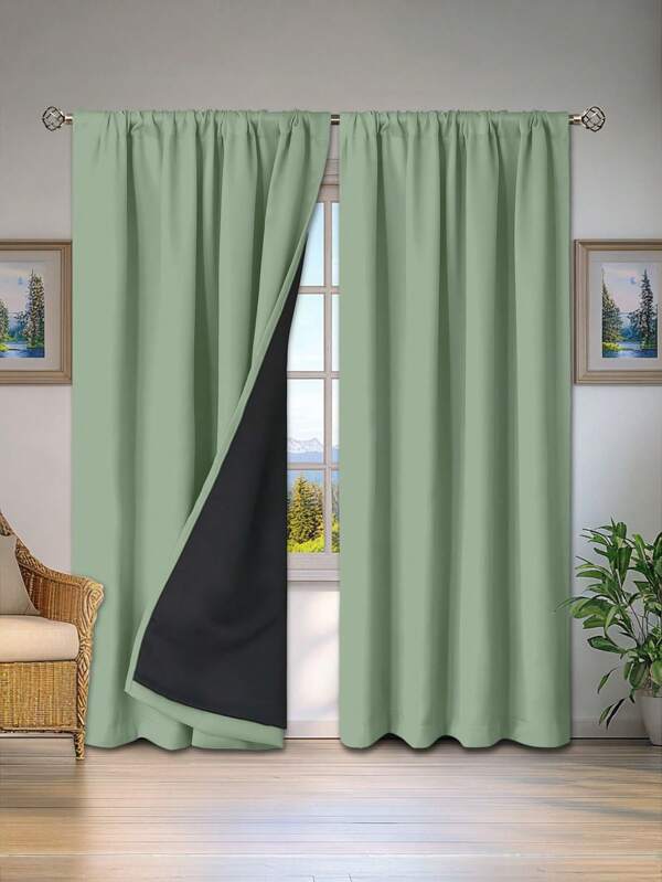 1pc Full Blackout Thermal Curtain - 99% UV Resistant Polyester, Rod Pocket Hanging, Non-Bleachable Plain Weave, Bedroom Art Theme, Coated Blackout Thermal, Noise Reducing - Ideal For Bedroom, Farmhouse And School Deep Sleep