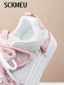 SCKMEU 1 زوج من الحذاء الرياضي الخفيف الوزن العصري للنساء ، للاستخدام اليومي للطالبات - وردي - مشاهدة 3