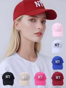 Șapcă de baseball pentru femei, culoare solidă, brodată cu literă NY, elegantă și versatilă, potrivită pentru primăvară, vară, toamnă, sporturi în aer liber și uz zilnic, 1 buc. - Broderie NY - Vizualizare 14