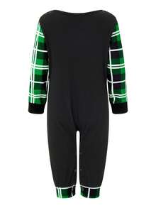 Family Matching Christmas Pajamas Set 2Pcs Christmas Ball  Plaid Print Holiday Xmas Long Sleeve Crew Neck Casual Loose Tee Shirt Tops With Elastic Long Pants Holiday Pajamas Sleepwear For Home Gathering,Family Photos, Xmas Party - 綠色 - 查看 7