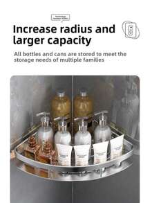 حامل ثلاثي القوائم من الفولاذ المقاوم للصدأ للتركيب الجيد بدون ثقوب أو آثار، يمكن وضعه في الحمام والمطبخ لاستقبال الأغراض، إكسسوارات الحمام، ديكور الغرفة