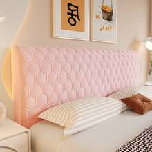 1件纯色床头板套，高弹防尘床头板套，加厚绗缝，适用于单人床和双人床。