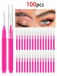 100pcs Micro Eyebrow Brush With Cap Brow Lamination Brush Spoolies For Eyebrow Eyelash Brow Brush Lash Filler Eyebrow Lash Lift And Tint Tools For Brows And Lashes Comb Extensions,Micro Eyebrow Brush With Cap, Micro Eyebrow Brush With Eyelash Brush, Multifunctional Micro Eyelash Comb Suitable For Eyelash,Makeup,Cheap,Room Decor,Vanity,Travel,Bedroom,Makeup Accessories