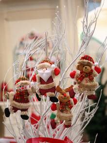 4 piezas/1 pieza Accesorios de decoración de árbol de Navidad Colgante de reno, Papá Noel, muñeco de nieve, oso Adecuado para adornos colgantes de Navidad, decoración de fiesta de Navidad, decoración de arte, decoración para el hogar, interior y exterior, suministros de decoración de vacaciones de invierno, decoraciones navideñas para el hogar, decoración de habitación, decoraciones navideñas, regalos de Navidad, decoración navideña