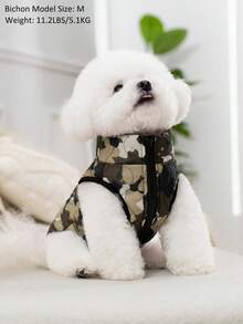 Camel Camouflage Printed Belly Zipper Pet Padded Coat Dog Jacket, Suitable For Large, Medium And Small Dogs