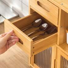 HOHOBLA Bamboo Countertop Shelf Storage Cabinet Kitchen Pantry, Medium Kitchen Pantry Sideboard With 2 Drawers Freestanding Kitchen Countertop Storage Shelf For Dishs Bowls - 原色 - 查看 8