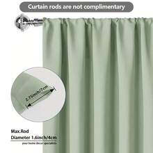 1pc Elegant Gray & White Blackout Curtain, Beige & Gray Divider Door Curtain, Shower Curtain - Black Backing, Thick, Rod Pocket Design, Suitable For Kitchen Divider, Living Room, Bedroom And Office Privacy And Heat Insulation - Green - View 8