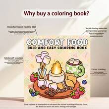 Comfortable Food Adult Coloring Book: Bold Yet Simple Snacks, Cozy Meals, And Delightful Food Patterns - Inspiring Artwork To Relax And Unwind, Suitable For Stationery, School Supplies, Great Gift For Girls, Valentine's Day, New Year - Comfort Food - View 3
