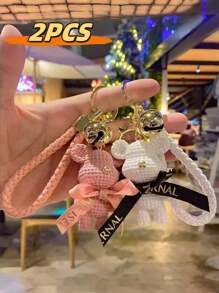 1 件/2 件/3 件/4 件卡通树脂泰迪熊钥匙扣带铃铛 3D 小雕像背包挂件卡通泰迪熊汽车钥匙扣吊坠礼物,创意可爱钥匙扣万圣节配饰教师节包挂绳带身份证夹汽车配饰包饰 - 毛線熊 - 查看 12