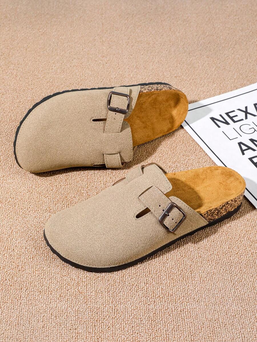 Slouchy Couple Slippers, Comfortable Plus Size, Autumn/Winter - Plush Lining, Thick Sole, Non-Slip Sole, Fashionable Solid Color, Thermal Lined For Warmth - Khaki - View 1