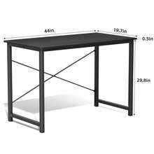 OLIXIS 44 Inch Home Office Desk, Small Computer Work Table With X-Shaped Reinforcement, Home Writing Study Table, Black - 黑色 - 查看 3