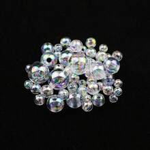 4-16mm ABS 材质透明圆珠、彩虹涂层、闪光圆珠、裂纹亚克力隔珠、星形珠、UV 珠，适用于 DIY 珠宝制作、项链、手链、钢笔、钥匙扣