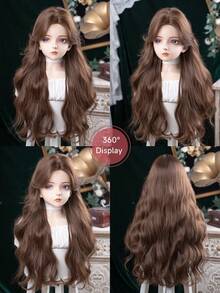alicegarden Forehead Lace Curly Wig, Mid Cut Style Mocha Brown Long Curly Wig, 32 Feet Long, Natural And Realistic Wig For Daily Use