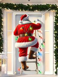 1pc Santa Claus Hanging Banner, 70.8x35.4 Inches, Made Of Polyester, Suitable For Home Entrance And Outdoor Christmas Decoration