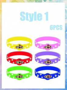 6 pièces/12 pièces Bracelets en silicone Paw Patrol, thème Paw Patrol, décoration de chambre, décoration de maison, décoration murale, décoration scolaire, décoration de dortoir, fournitures de rentrée scolaire