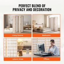 Room Divider, 4 Or 6 Panel Japanese Room Divider, Folding Privacy Screen Indoor, Portable Partition Dividers And Decoration Screens, For Room Separation, Home, Office, Restaurant & Bedroom (Natural Or Black)  - Natural - View 6